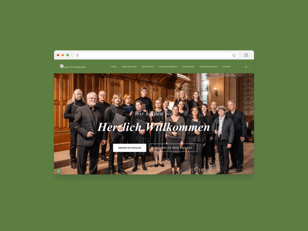 Website-Mockup des English Choir Heidenheim