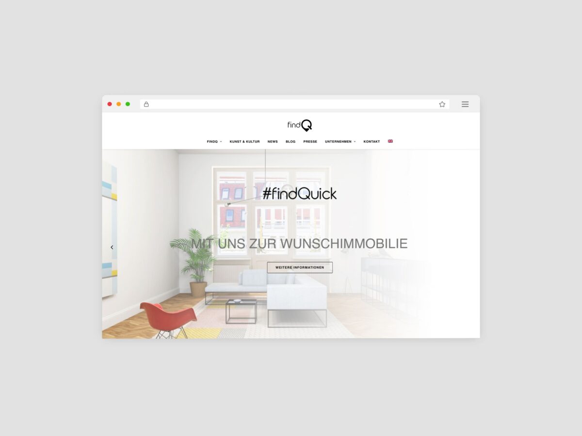 Website-Mockup des Referenzprojekts findQ