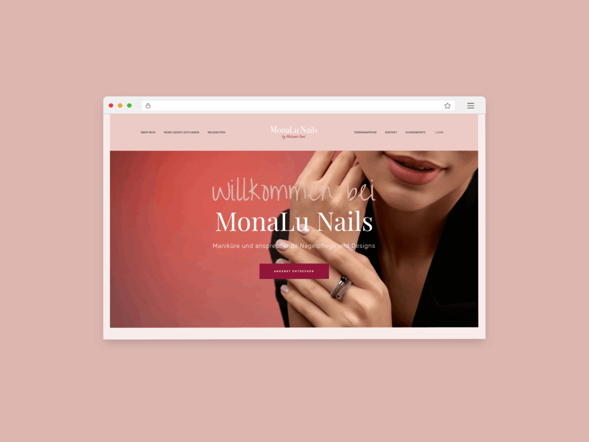 Website-Mockup des Nagelstudios MonaLu Nails