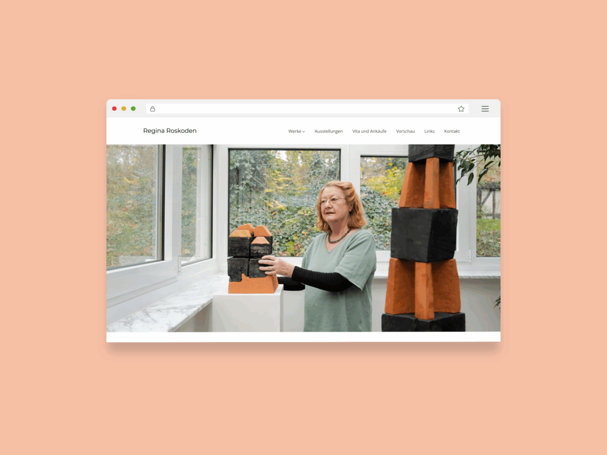 Website-Mockup der Künstlerin Regina Roskoden