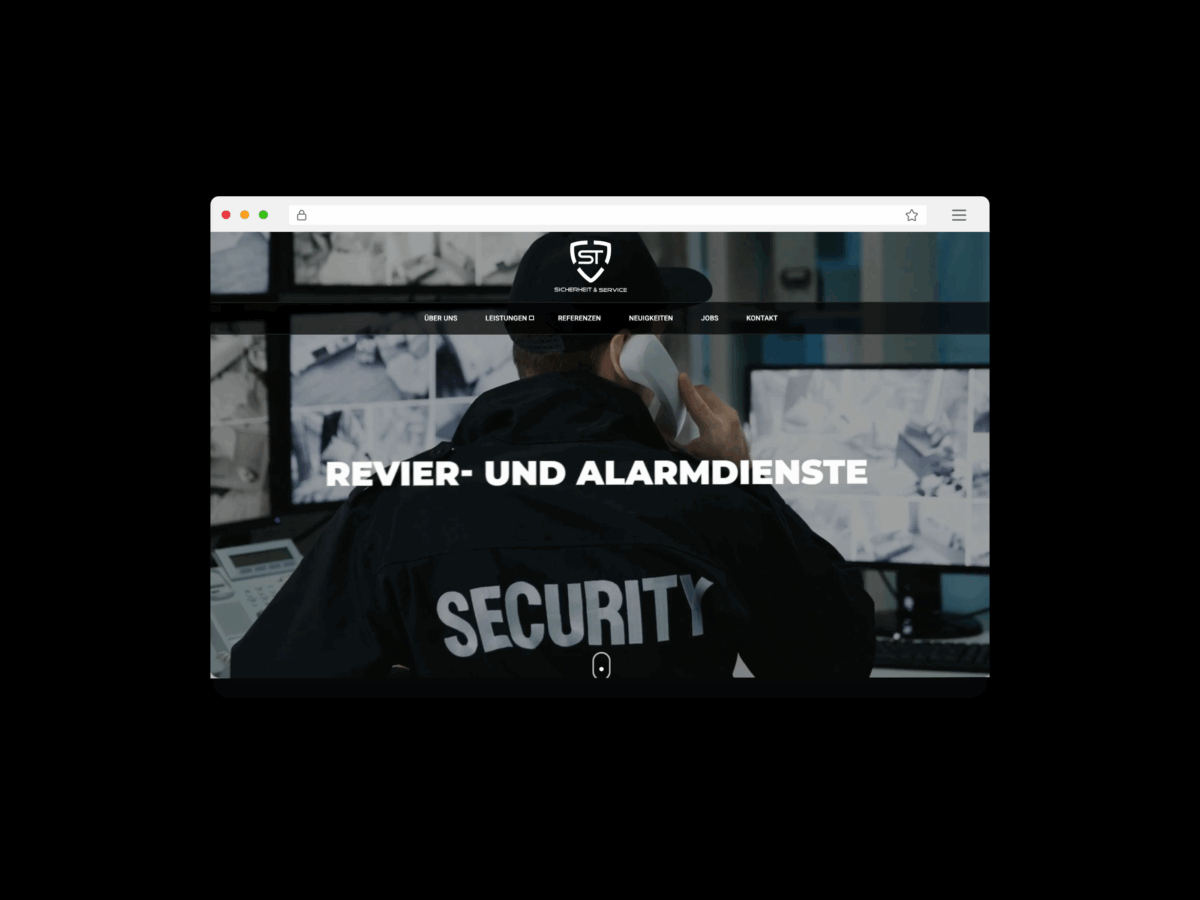 Website-Mockup von ST Sicherheit und Service