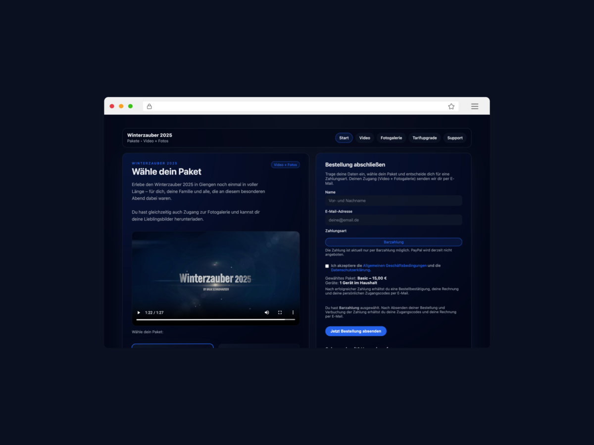 Website-Mockup des Winterzaubers Giengen
